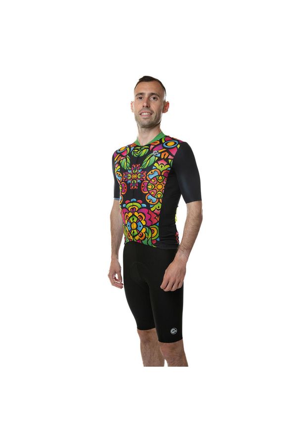C-LAB - Koszulka rowerowa męska Ottima Polynesia. Kolor: zielony, czerwony, czarny, wielokolorowy. Długość rękawa: krótki rękaw. Długość: krótkie. Sport: kolarstwo