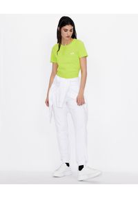 Armani Exchange - ARMANI EXCHANGE - Neonowy T-shirt z bawełny. Okazja: na co dzień. Kolor: zielony. Materiał: bawełna. Wzór: napisy. Styl: casual #4