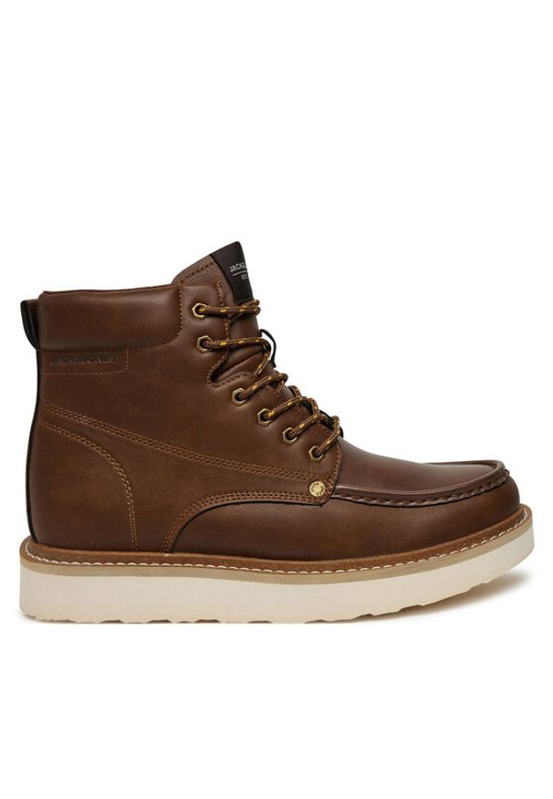 Jack & Jones Trapery Jfwarchway Pu Moc Boot Lace-Up Boots 12257971 Brązowy. Kolor: brązowy. Materiał: skóra