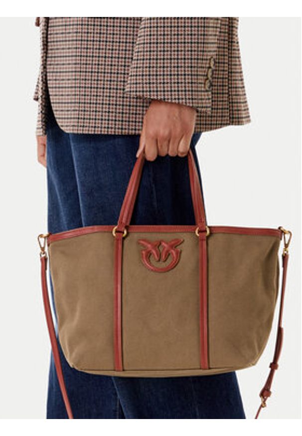 Pinko - PINKO Torebka Miranda Shopper Classic PE 25 PLTT 104714 A2G2 Khaki. Kolor: brązowy