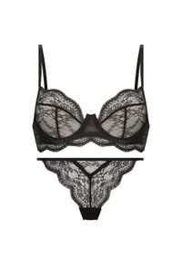 Intica - Koronkowy zestaw bielizny na romantyczne wieczory Plinia. Kolor: czarny. Materiał: koronka. Wzór: koronka