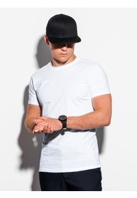 Ombre Clothing - T-shirt męski bez nadruku S884 - biały - XXL. Kolor: biały. Materiał: dzianina, materiał, bawełna. Styl: klasyczny #1