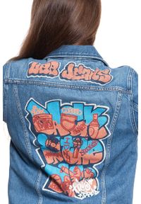 Lee - DAMSKA KURTKA JEANSOWA LEE RIDER JACKET GRAFFITI L54PGGTK. Materiał: jeans. Wzór: nadruk #7