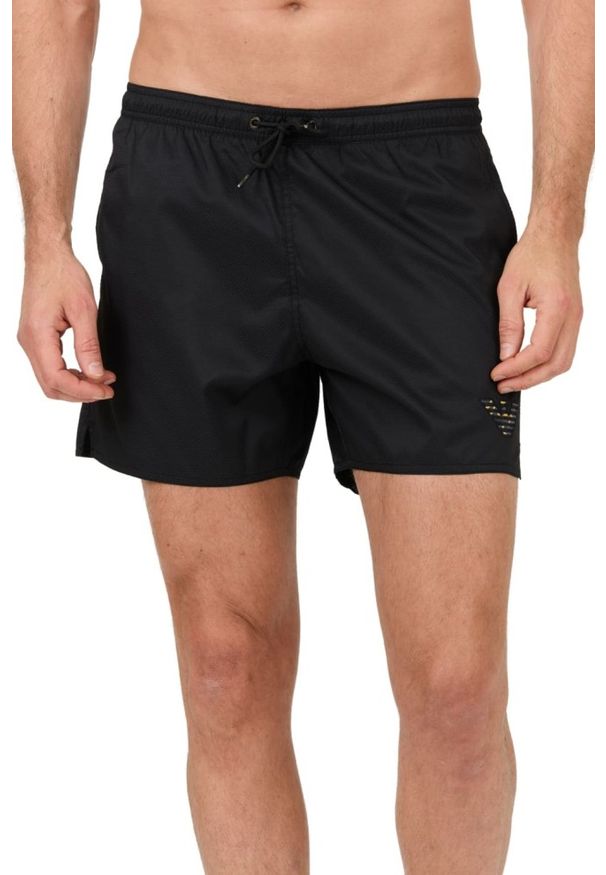Emporio Armani - EMPORIO ARMANI Czarne męskie kąpielówki, Rozmiar 50. Kolor: czarny