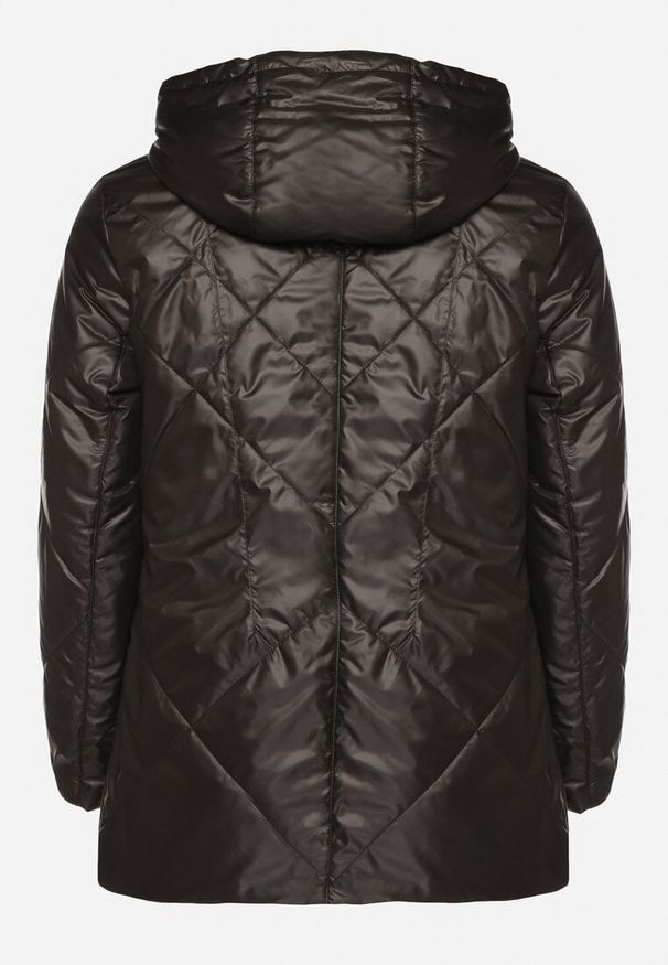 Born2be - Czarna Kurtka z Odpinanym Kapturem i Ozdobnym Pikowaniem Xalseli. Okazja: na co dzień, na spacer. Kolekcja: plus size. Kolor: czarny. Materiał: jeans. Styl: elegancki, klasyczny, casual