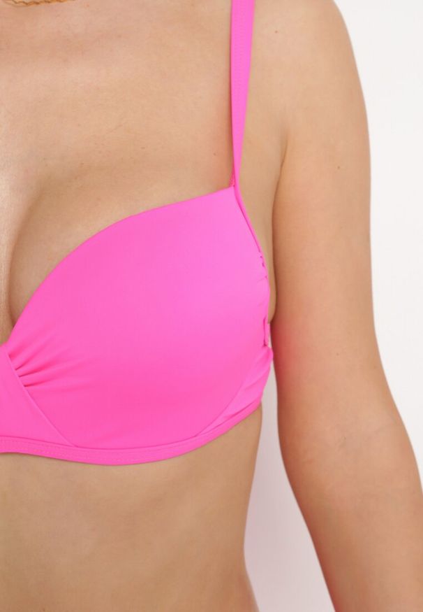 Born2be - Fuksjowe Bikini Dwuczęściowe Usztywniany Biustonosz na Cienkich Ramiączkach Majtki Figi Ściągane Troczkiem Joans. Kolor: różowy