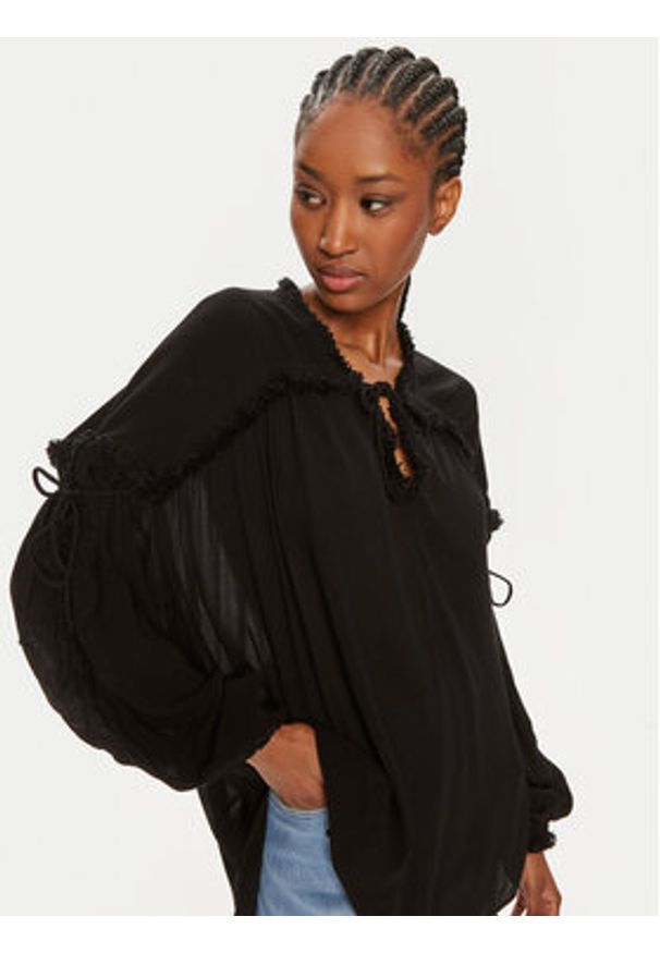 Munthe Bluzka Observation 242100724223 Czarny Loose Fit. Kolor: czarny. Materiał: wiskoza