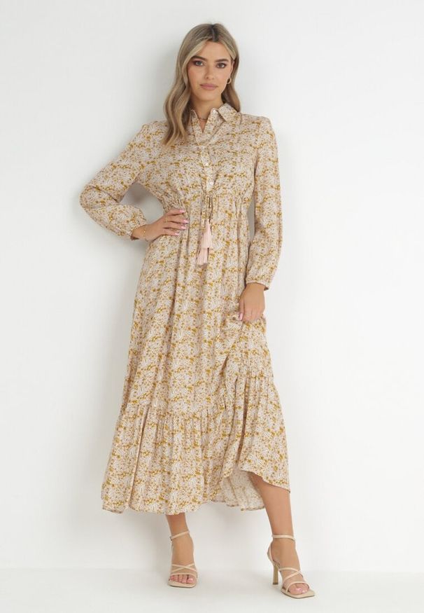 Born2be - Żółta Sukienka Basinna. Kolor: żółty. Typ sukienki: koszulowe. Styl: elegancki, klasyczny. Długość: maxi