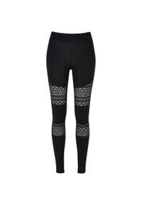 Urban Classics - Legginsy Damskie Z Szydełkową Koronkową Wstawką. Kolor: czarny. Materiał: koronka. Sport: turystyka piesza #1