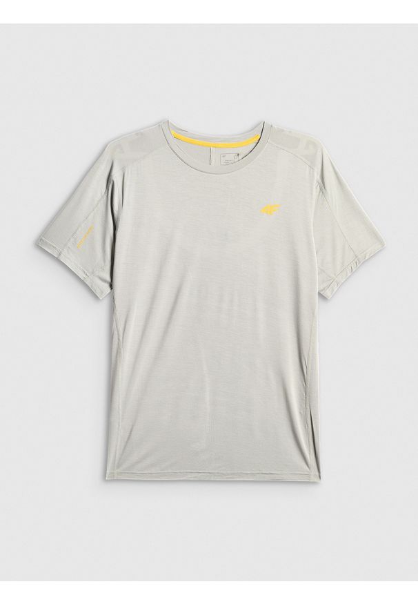 4f - 4F Koszulka trekkingowa regular szybkoschnąca męska - szara XL. Kolor: szary. Materiał: materiał, włókno. Długość: długie