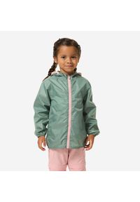 quechua - Kurtka turystyczna dla dzieci Quechua MH100 wodoodporna. Kolor: zielony. Materiał: materiał, poliester. Sezon: lato. Styl: sportowy. Sport: turystyka piesza #1