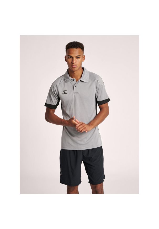 Polo Hummel Lead Functional. Typ kołnierza: polo. Kolor: szary. Styl: sportowy
