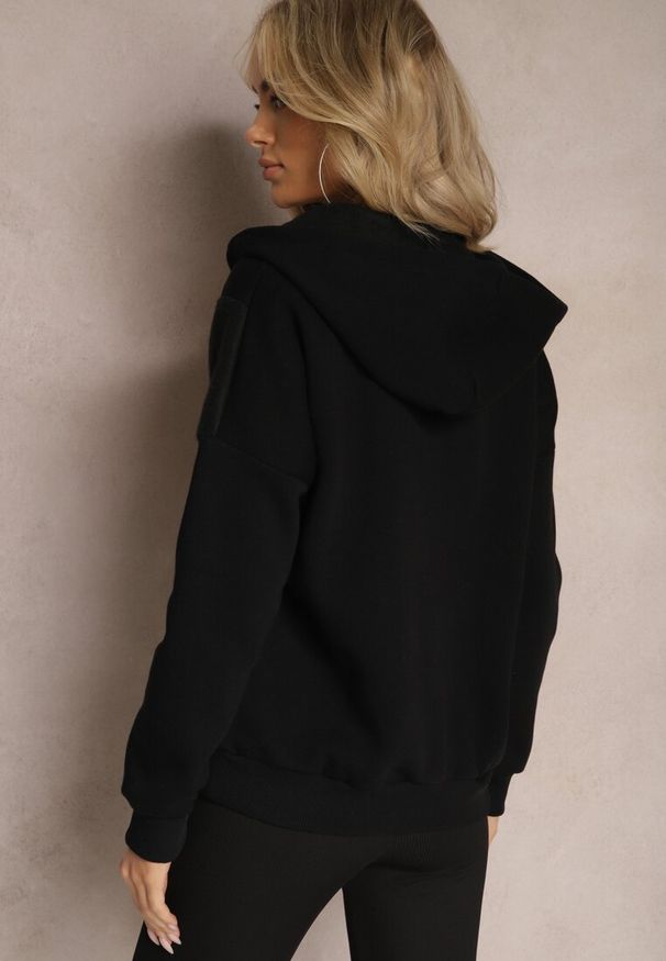 Renee - Czarna Bawełniana Bluza z Suwakiem i Kapturem Irise. Typ kołnierza: kaptur. Kolor: czarny. Materiał: bawełna