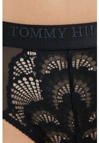 TOMMY HILFIGER - Tommy Hilfiger figi kolor czarny z koronki. Kolor: czarny. Materiał: koronka. Wzór: koronka