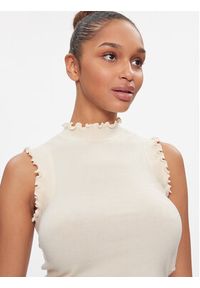 Vero Moda Bluzka Gold 10297855 Beżowy Slim Fit. Kolor: beżowy. Materiał: syntetyk, wiskoza
