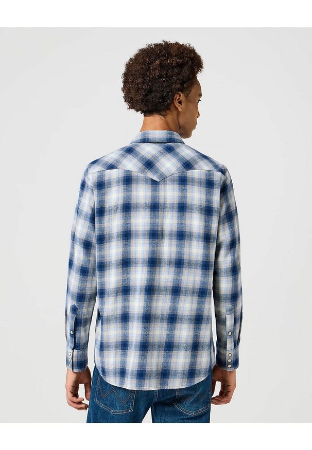 Wrangler - MĘSKA KOSZULA KRATA WRANGLER WESTERN SHIRT BLUE SHADOW 112357398