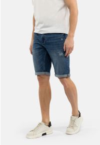 Volcano - Szorty jeansowe z przetarciami, Comfort Fit, E-STERS. Kolor: niebieski. Materiał: jeans. Styl: klasyczny
