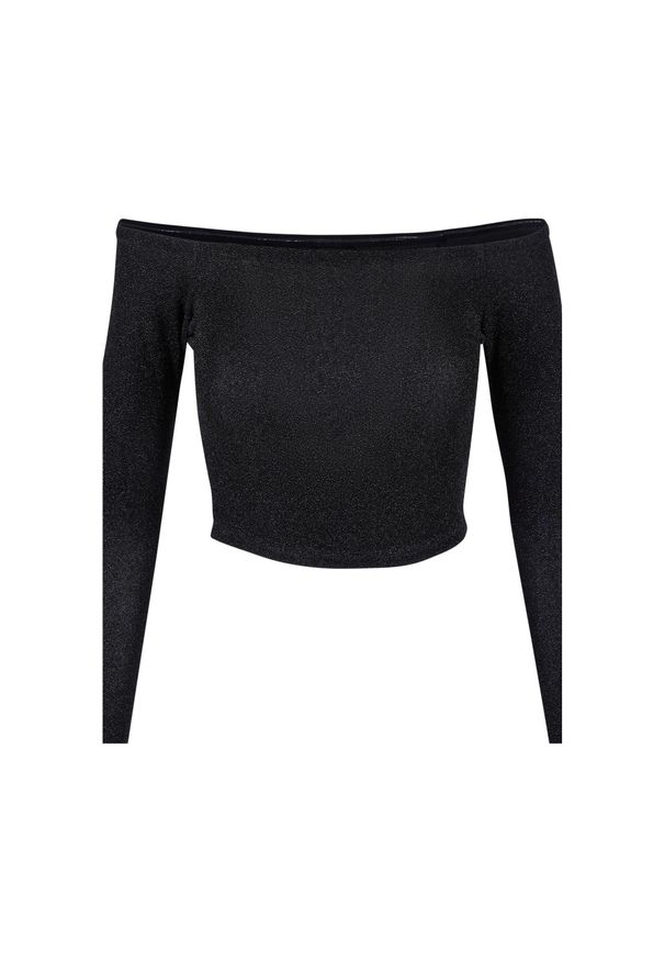 Urban Classics - Damska Brokatowa Bluzka Na Ramiączkach Z Długim Rękawem. Kolor: czarny. Długość rękawa: na ramiączkach. Długość: długie. Sport: turystyka piesza