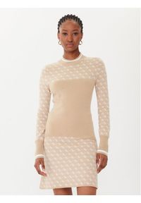 Guess Sweter W5BR24 Z3JD2 Beżowy Slim Fit. Kolor: beżowy. Materiał: syntetyk