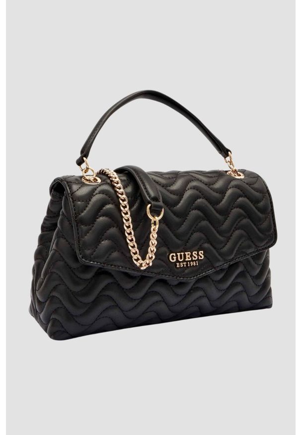 Guess - GUESS Czarna damska torebka Melisandra. Kolor: czarny. Materiał: skórzane