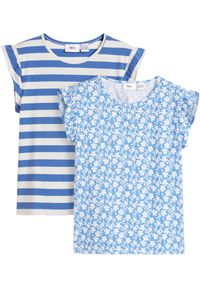 bonprix - T-shirt dziewczęcy z bawełny organicznej (2 szt.),. Kolor: biały. Materiał: bawełna #1