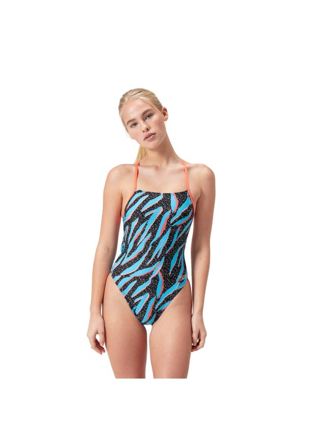 Strój pływacki jednoczęściowy Speedo Allover Digital Lattice Tie-Back. Kolor: wielokolorowy, niebieski, czarny