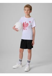 4f - 4F Koszulka kibica dziecięca - biała 128 (7-8 lat). Okazja: na co dzień. Kolor: biały. Materiał: materiał, bawełna, jeans, dresówka, dzianina, skóra. Wzór: nadruk. Sezon: lato. Styl: młodzieżowy, klasyczny, casual #2