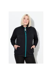 ULLA POPKEN - Damskie Bluza dresowa rękawy marszczone kaptur 2-kierunkowy zamek błyskawiczny. Kolekcja: plus size. Kolor: czarny. Materiał: materiał, elastan, poliamid #1