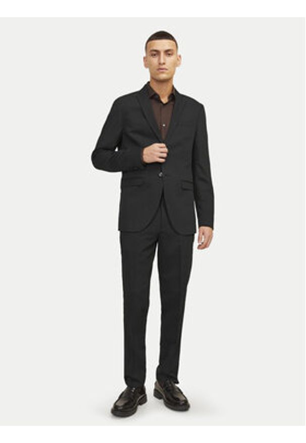 Jack & Jones Spodnie garniturowe Franco 12199893 Czarny Super Slim Fit. Kolor: czarny. Materiał: syntetyk