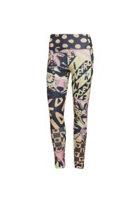 Adidas - Legginsy damskie adidas Farm Print Feel Brilliant Aeroready. Kolor: czarny. Wzór: nadruk