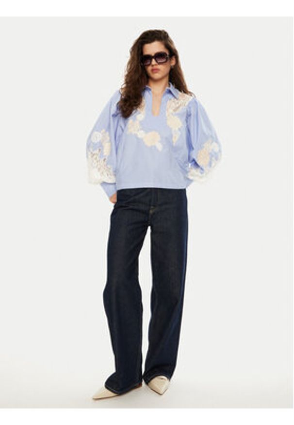 Munthe Koszula Shellcu 244101624423 Niebieski Regular Fit. Kolor: niebieski. Materiał: bawełna, syntetyk