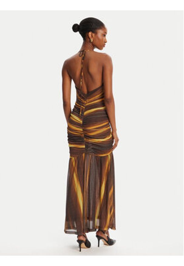 BARDOT Sukienka koktajlowa Aries Mesh Maxi 59999DB Brązowy Slim Fit. Kolor: brązowy. Materiał: syntetyk. Styl: wizytowy. Długość: maxi
