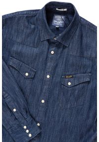 Wrangler - KOSZULA JEANSOWA MĘSKA WRANGLER L/S WESTERN SHIRT DARK INDIGO W5870O61E. Materiał: jeans. Długość rękawa: długi rękaw. Długość: długie. Wzór: jednolity. Styl: elegancki #6