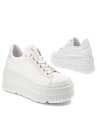 Białe Sneakersy Karino Stylowe Obuwie Damskie Na Platformie. Okazja: na co dzień. Kolor: biały. Materiał: skóra. Obcas: na platformie #3