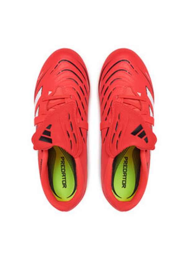 Adidas - adidas Buty do piłki nożnej Predator League Fold-Over Tongue Firm Ground ID3830 Czerwony. Kolor: czerwony. Materiał: skóra
