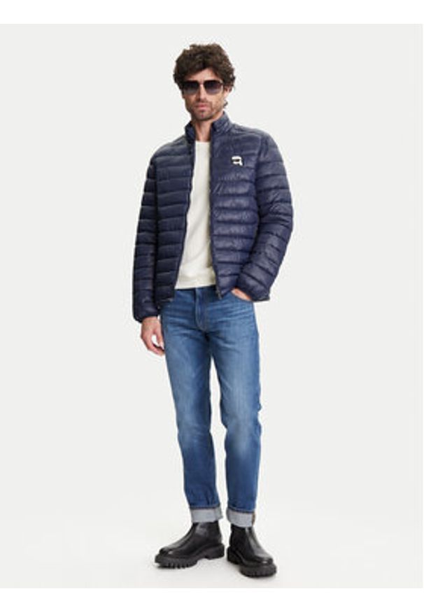 Karl Lagerfeld - KARL LAGERFELD Kurtka puchowa 505710 551590 Granatowy Regular Fit. Typ kołnierza: dekolt w karo. Kolor: niebieski. Materiał: syntetyk