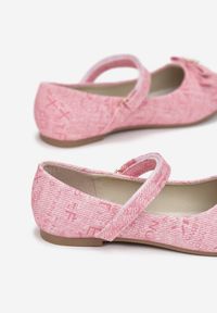 Born2be - Różowe Baleriny Asteorelia. Nosek buta: okrągły. Zapięcie: rzepy. Kolor: różowy. Materiał: skóra. Wzór: nadruk. Styl: elegancki #2