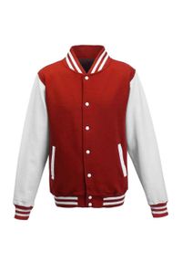 AWDIS - Kurtka Unisex Varsity Dla Dorosłych Z Polibawełny. Kolor: czerwony, wielokolorowy, brązowy