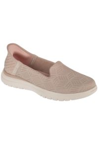 skechers - Buty do chodzenia damskie, Skechers Slip-Ins On The Go Flex - Clover. Kolor: beżowy. Sport: turystyka piesza