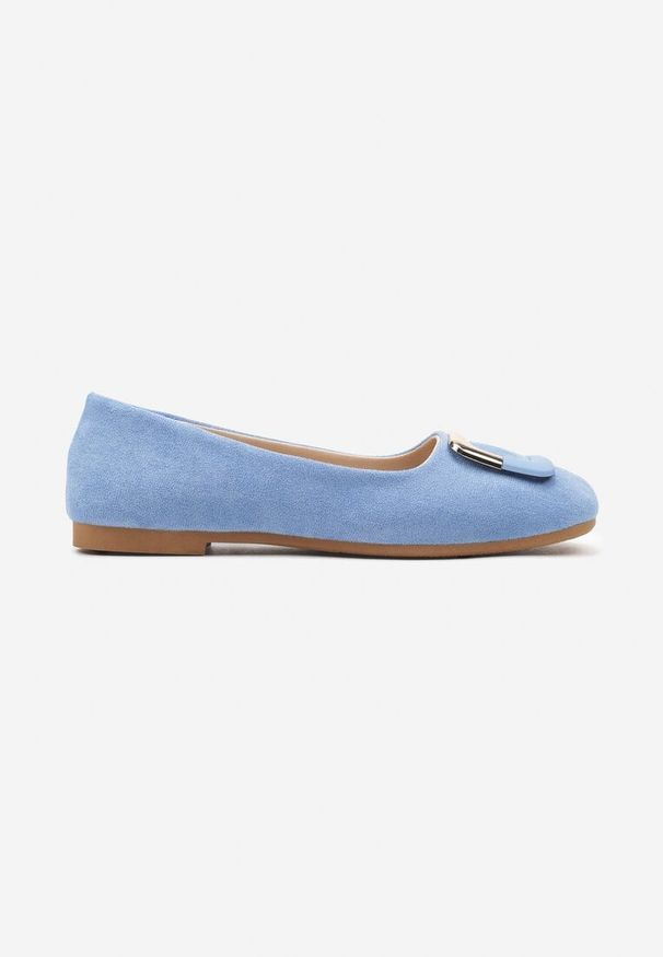 Born2be - Jasnoniebieskie Płaskie Klasyczne Balerinki z Ozdobną Klamrą Nassnema. Zapięcie: klamry. Kolor: niebieski. Materiał: jeans. Styl: klasyczny