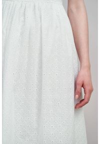 Marie Zélie - Sukienka Melania haft biały. Kolor: biały. Materiał: bawełna, skóra, materiał. Długość rękawa: krótki rękaw. Wzór: haft #7