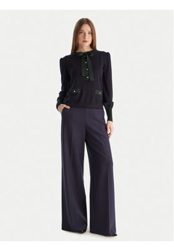Luisa Spagnoli Sweter Maluma 100211 Granatowy Regular Fit. Kolor: niebieski. Materiał: wełna