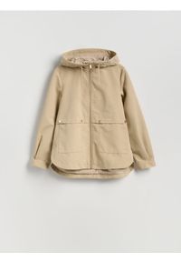 Reserved - Kurtka parka z kapturem - beżowy. Typ kołnierza: kaptur. Kolor: beżowy. Materiał: tkanina. Wzór: gładki