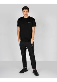 Les Hommes T-shirt With Zip | LKT143 703 | Regular Fit Mercerized | Mężczyzna | Czarny. Okazja: na co dzień. Kolor: czarny. Materiał: bawełna. Styl: casual