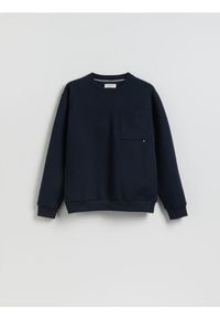 Reserved - Bluza regular z bawełną - granatowy. Kolor: niebieski. Materiał: bawełna