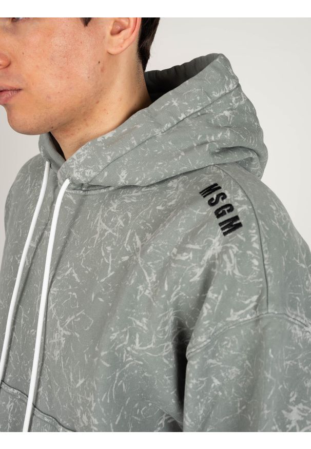 MSGM Bluza "Tie-Dye" | 3040MM92 | Felpa | Mężczyzna | Szary. Okazja: na co dzień. Typ kołnierza: kaptur. Kolor: szary. Materiał: bawełna. Styl: casual