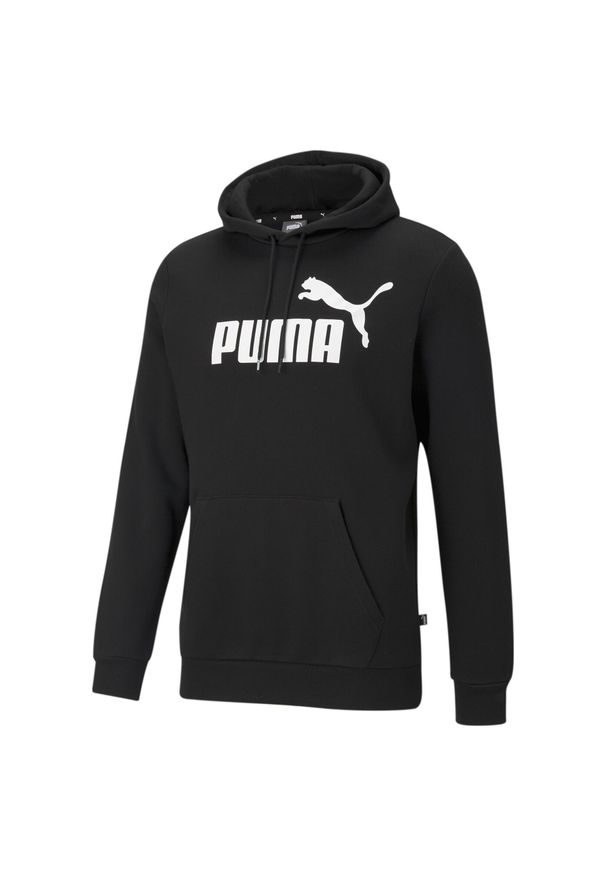 Puma - Męska bluza z kapturem z dużym logo Essentials PUMA Black. Typ kołnierza: kaptur. Kolor: czarny