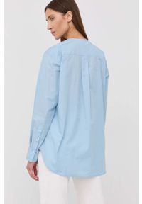 VICTORIA BECKHAM - Victoria Beckham bluzka bawełniana damska gładka. Kolor: niebieski. Materiał: bawełna. Długość rękawa: długi rękaw. Długość: długie. Wzór: gładki #3