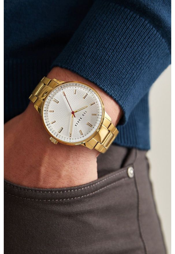 Ted Baker Zegarek męski. Kolor: złoty. Materiał: materiał