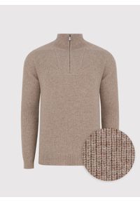 Pako Lorente - PAKO LORENTE - Beżowy sweter z rozpinaną stójką. Okazja: na co dzień. Typ kołnierza: kołnierzyk stójkowy. Kolor: beżowy, niebieski. Materiał: wełna, poliamid. Sezon: jesień. Styl: casual #3